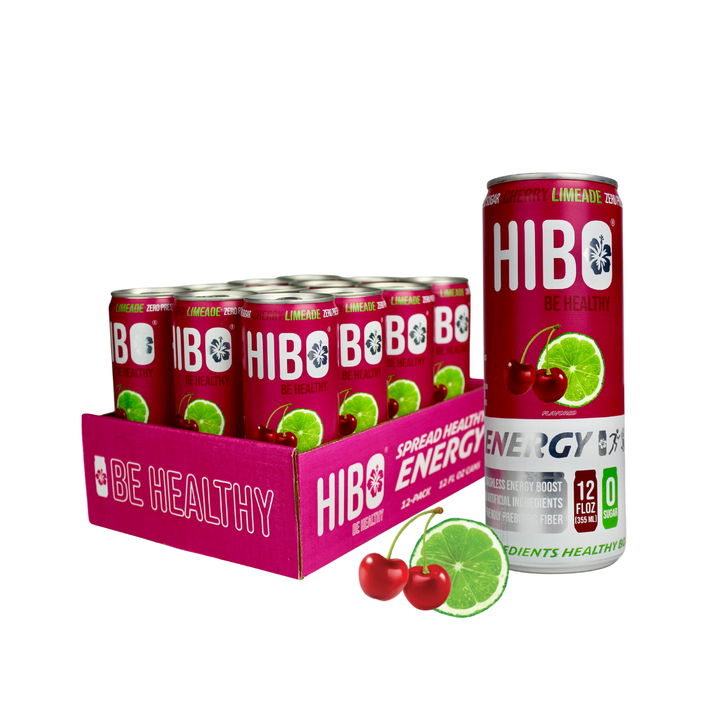 All-Natural Zero Sugar Energy Drink HIBO CHERRY LIMEADE