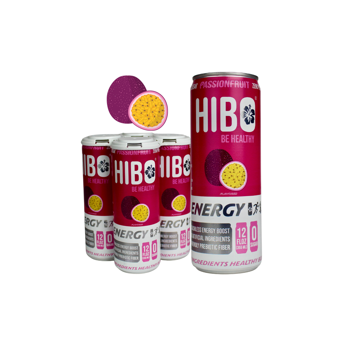 All-Natural Zero Sugar Energy Drink HIBO PASSIONFRUIT