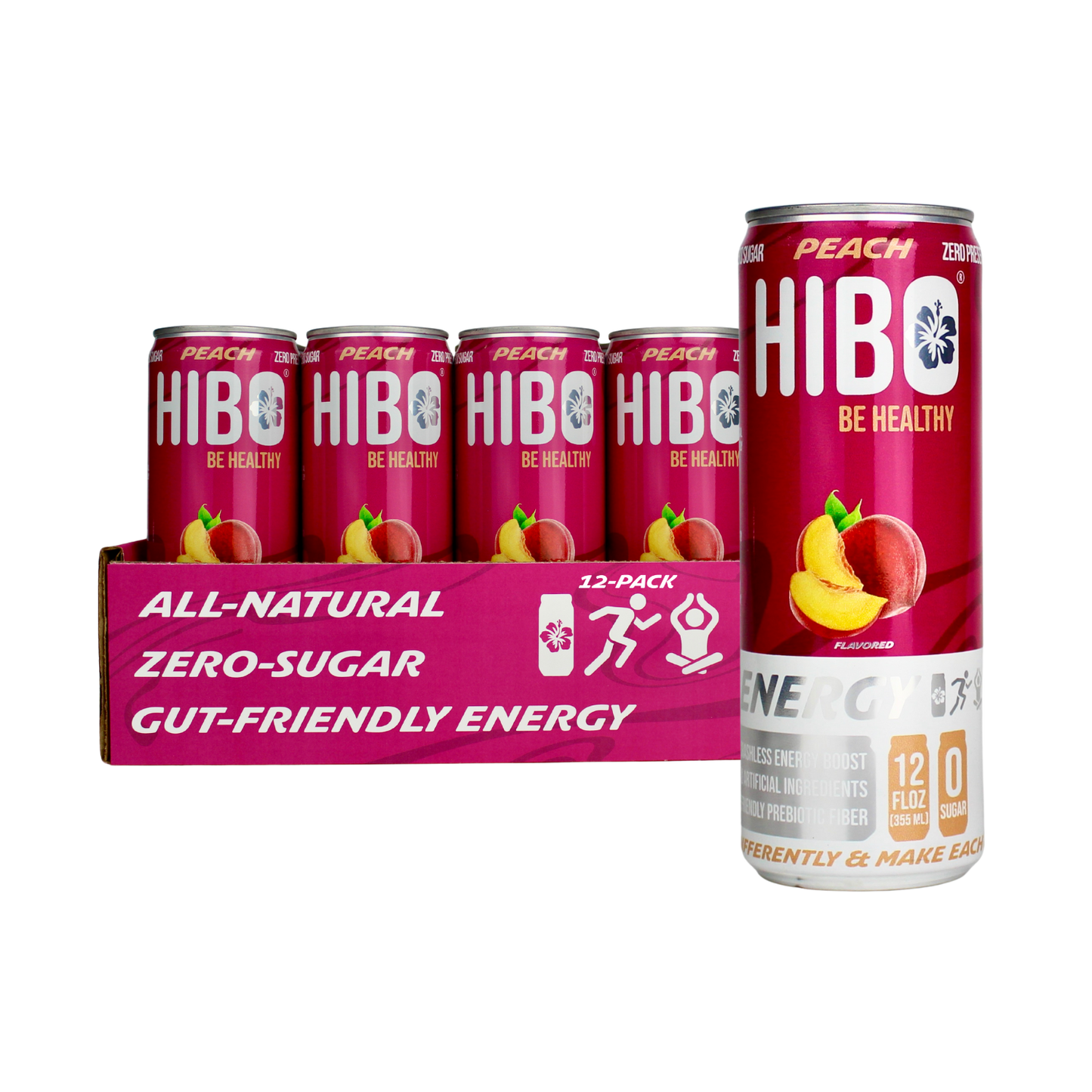 All-Natural Zero Sugar Energy Drink HIBO PEACH