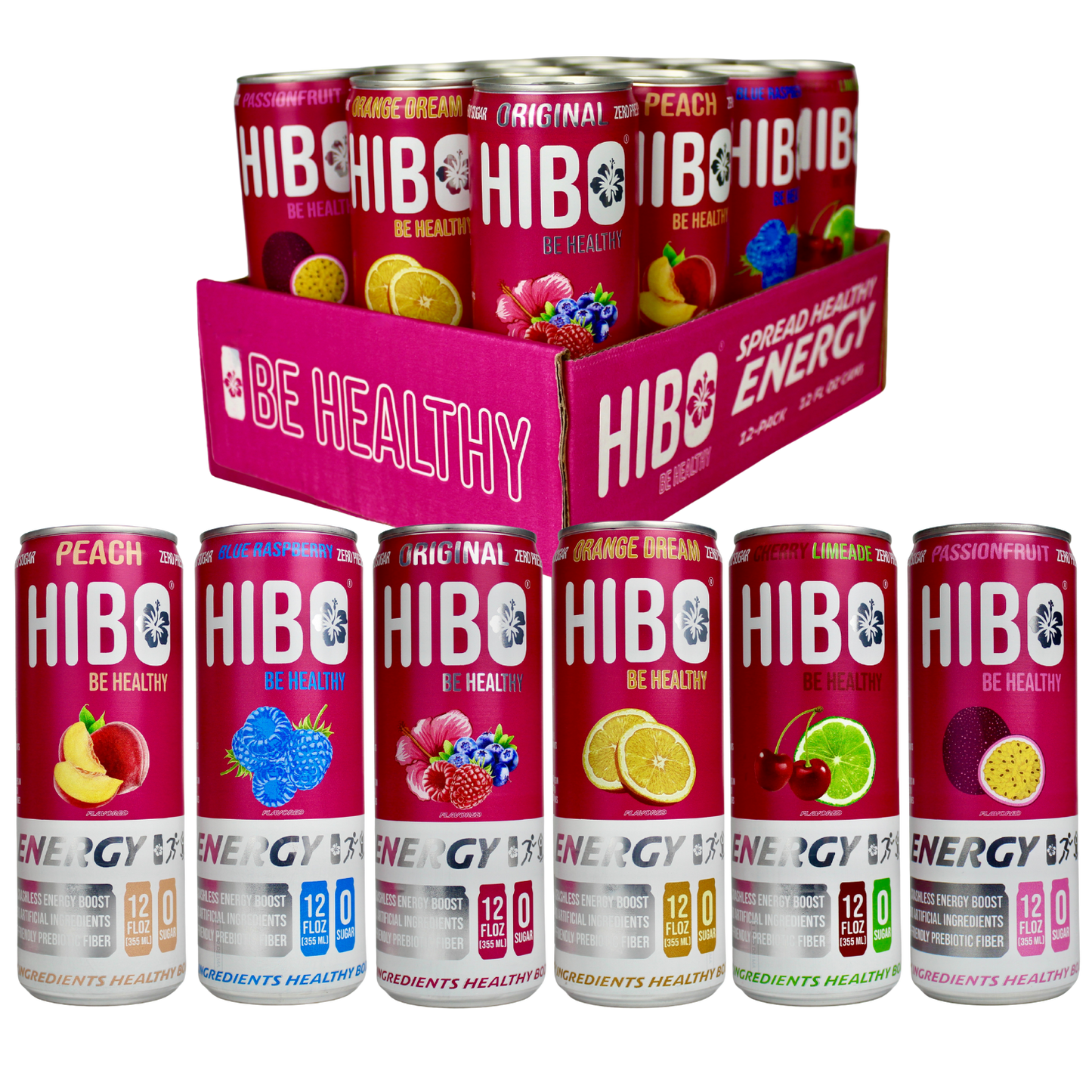 All-Natural Zero-Sugar Energy Drink, HIBO ENERGY VARIETY PACK