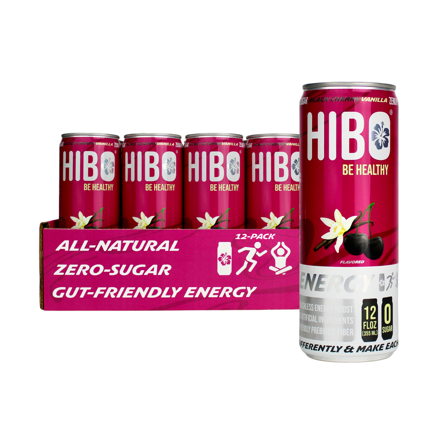 (BRAND NEW!) All-Natural Zero Sugar Energy Drink HIBO BLACK CHERRY VANILLA