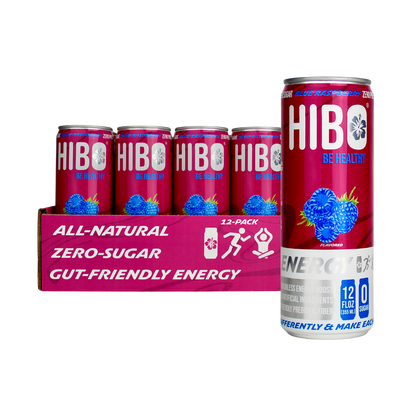 All-Natural Zero Sugar Energy Drink HIBO BLUE RASPBERRY