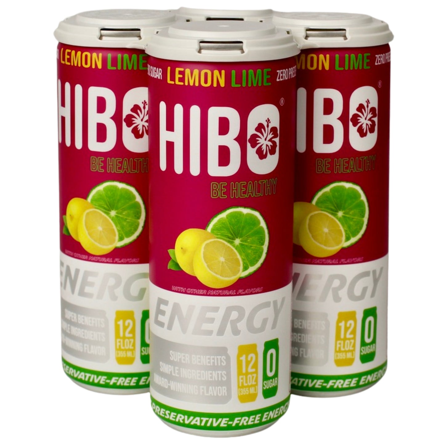 HIBO LEMON LIME, Gut-Healthy Energy Drink 12 FL OZ - Sugar Free - Preservative Free - Artificial Free - Key Electrolytes Antioxidants & Vitamins - Organic Caffeine - 10 Calories