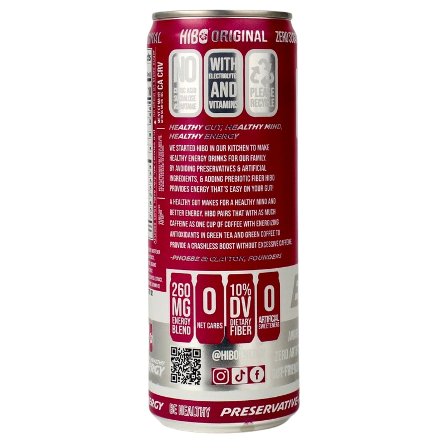 HIBO ORIGINAL (Mixed Berry), Gut-Healthy Energy Drink 12 FL OZ - Sugar Free - Preservative Free - Artificial Free - Key Electrolytes Antioxidants & Vitamins - Organic Caffeine - 10 Calories