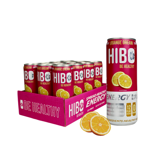 (BRAND NEW!) All-Natural Zero Sugar Energy Drink HIBO ORANGE DREAM, 12 FL OZ - Preservative Free - Gut Healthy - Key Electrolytes Antioxidants & Vitamins - Organic Caffeine - 10 Calories (Copy)
