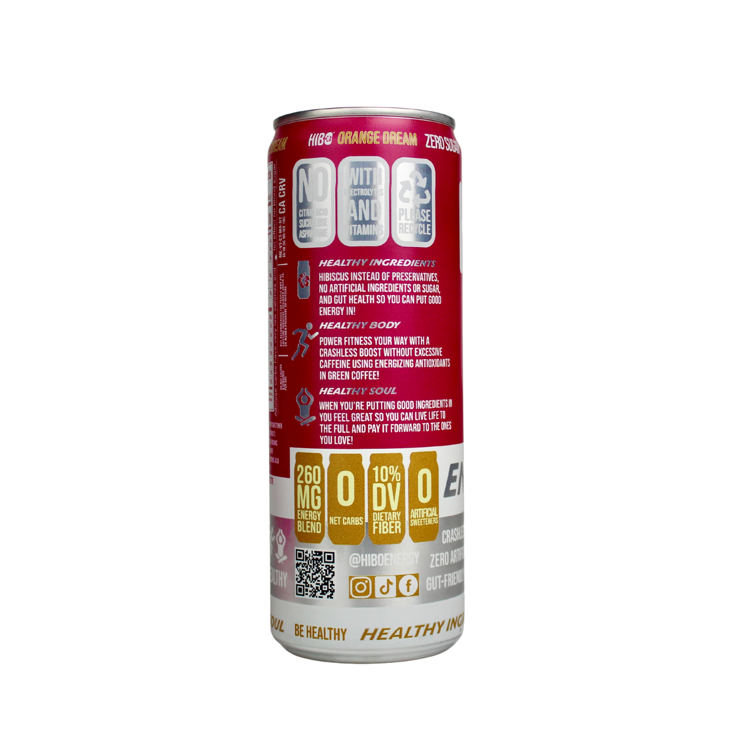 (BRAND NEW!) All-Natural Zero Sugar Energy Drink HIBO ORANGE DREAM, 12 FL OZ - Preservative Free - Gut Healthy - Key Electrolytes Antioxidants & Vitamins - Organic Caffeine - 10 Calories (Copy)