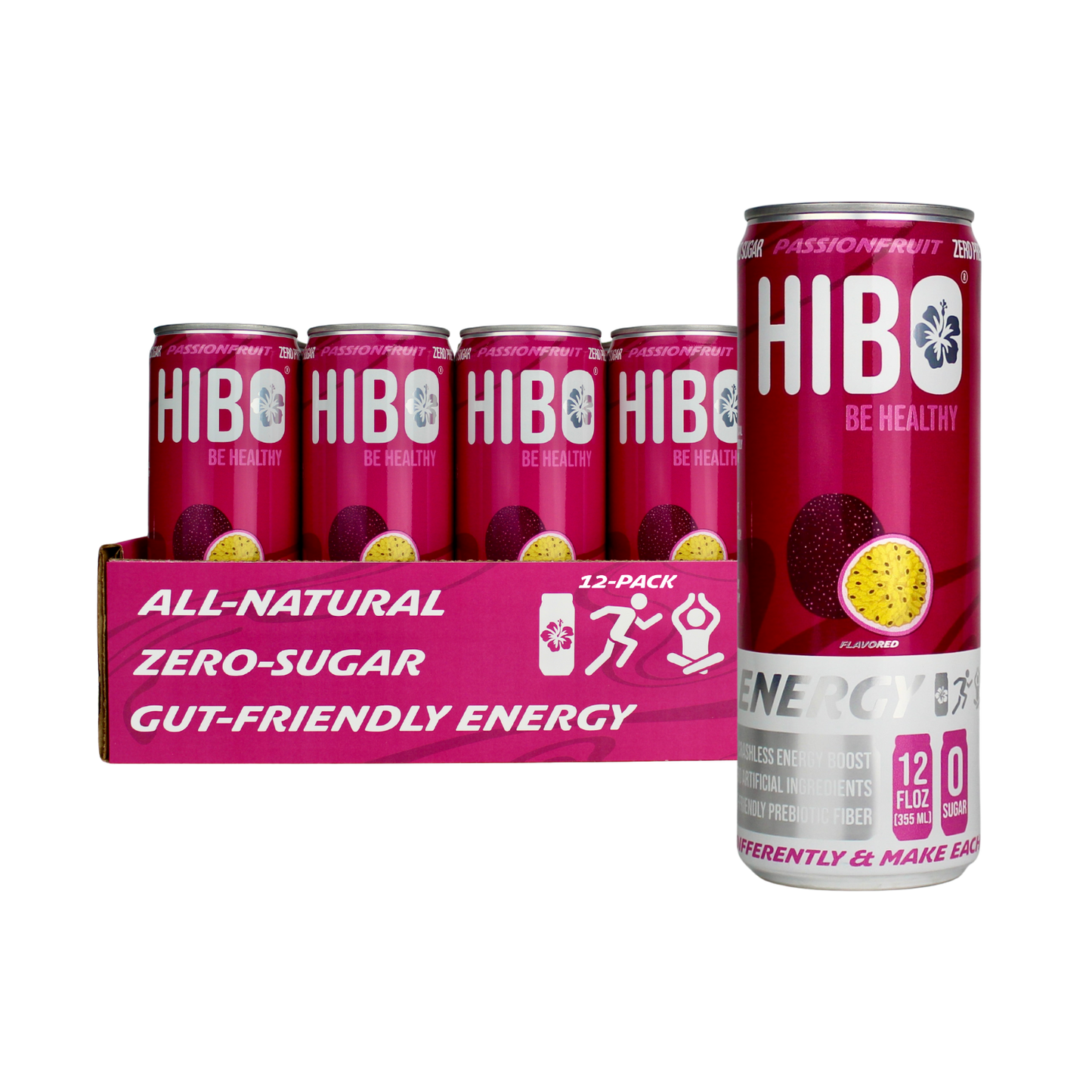 All-Natural Zero Sugar Energy Drink HIBO PASSIONFRUIT