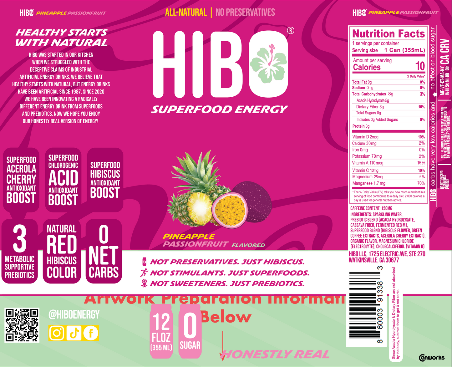 HIBO Superfood Energy Pineapple Passionfruit (Sugar-Free)