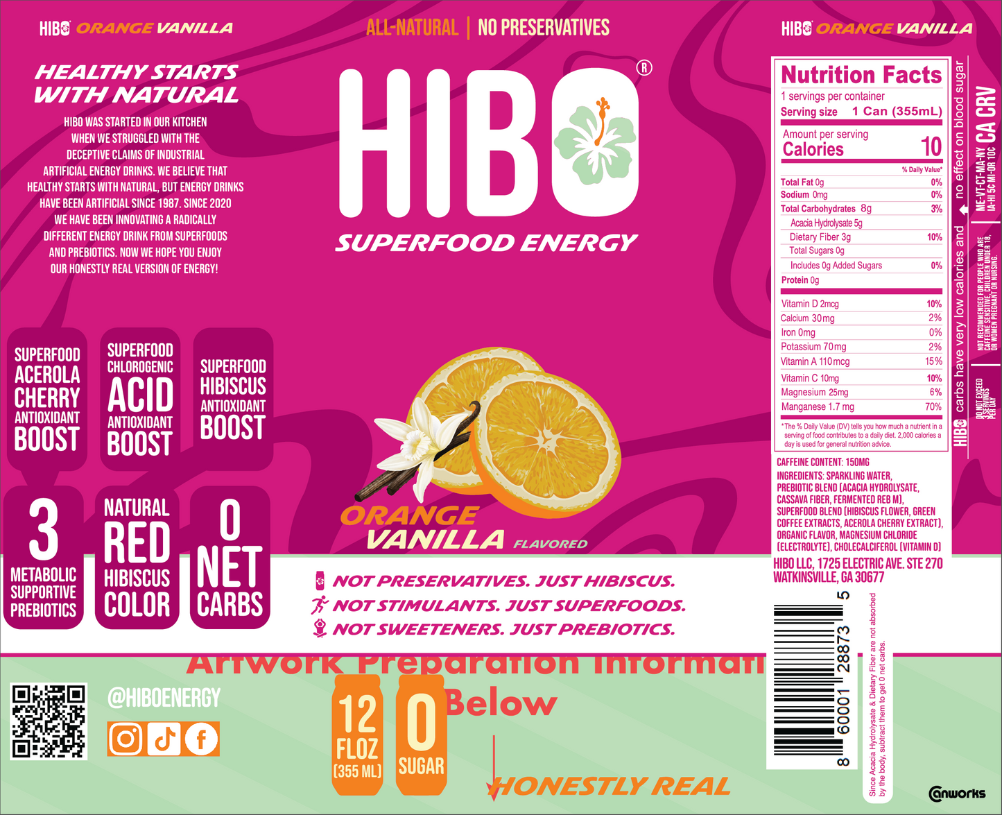 HIBO Superfood Energy Orange Vanilla (Sugar-Free)
