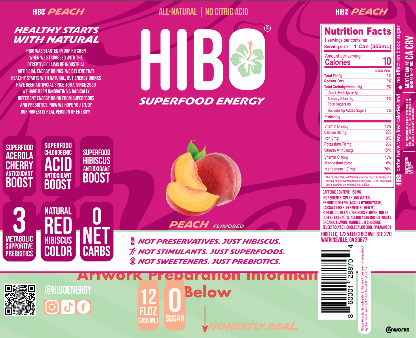 HIBO Superfood Energy Peach (Sugar-Free)